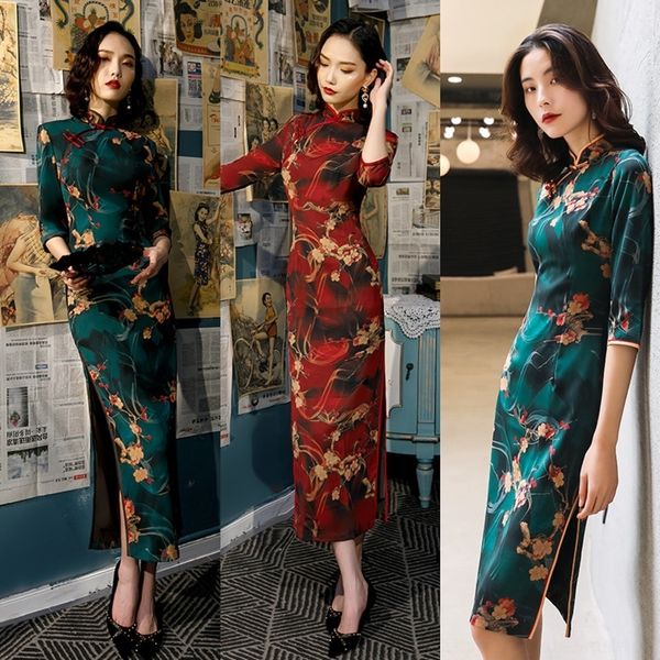 

gqw3v improved dress china girls young old shanghai republic of cheongsam elegant for cheongsam catwalk chinese style long hmjr1, Black;gray