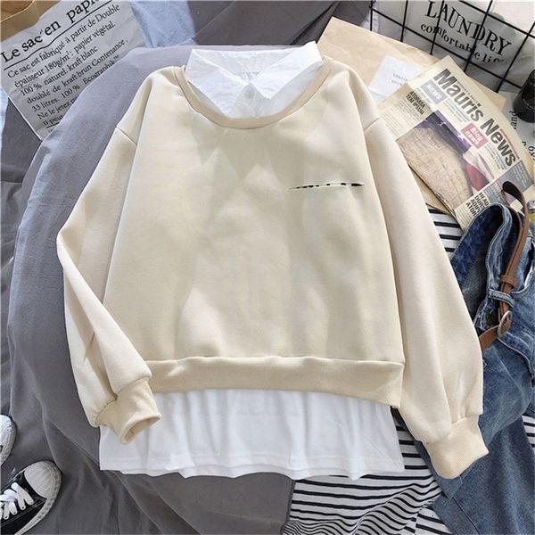 

winter oversize korean style harajuku hoodie long sleeve streetwear sweatshirt women plus size pullovers casual clothing 201211, Black