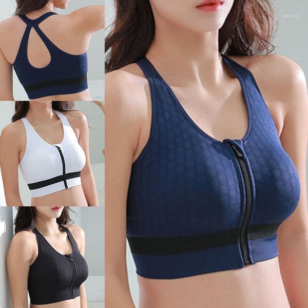

women sports bra underwear vest front zipper tank quick drying for running yoga fitness xr-, White;black