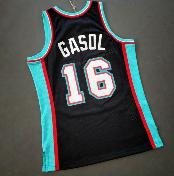 

custom retro #16 gasol college basketball jersey men's stitched black any size 2xs-3xl 4xl 5xl name number jersey ing, Black;red