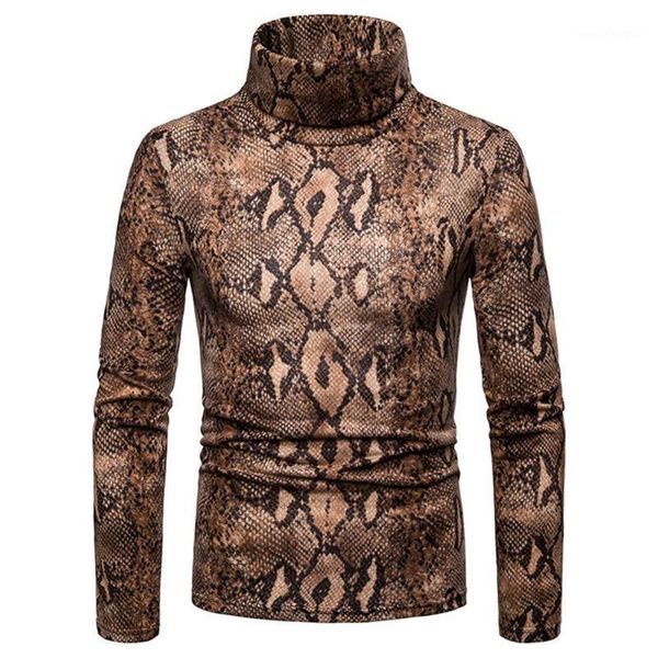 

men's sweaters winter snakeskin print high neck long sleeve jumper men slim fit pullover 1, White;black