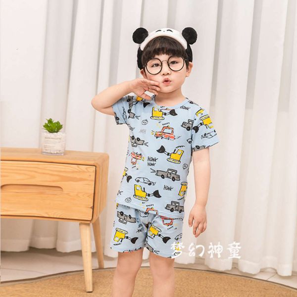 

pajamas and suit men's summer short women's sve thin cartoon children's home cloth r2cg, Blue;red