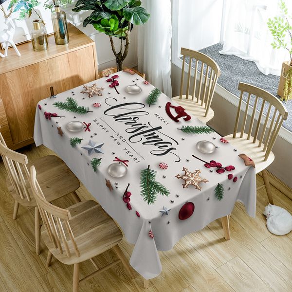 Europa Neujahr 3D Tischdecke Farbige Weihnachtsbaum Muster Waschbare Baumwolle Staubdichte Rechteckige Tischdecke für Hochzeitsfeier Y200421