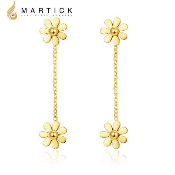

stud martick 316l stainless steel earrings for women shine gold silver rose color flower jewelry e182, Golden;silver