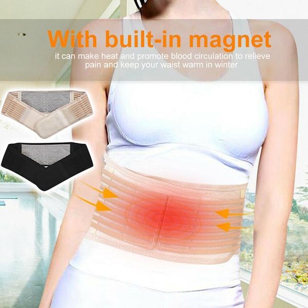 

waist support lumbar belt back braces tourmaline self-heating magnetic therapy breathable sec881, Black;gray