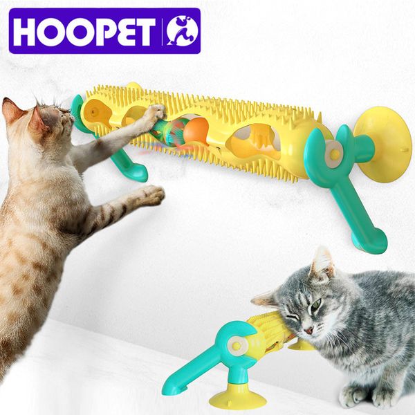 HOOPET Pet Cat Toy Cat Finestra interattiva Ventosa Track Ball Divertente Tubo da gioco con palline da gioco Esercizio Giocattoli per gatti LJ201125