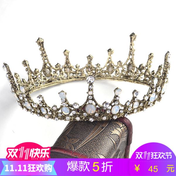 

the same baroque european bridal headdress with net red, 18-year-old ceremony, grand round crown, Silver