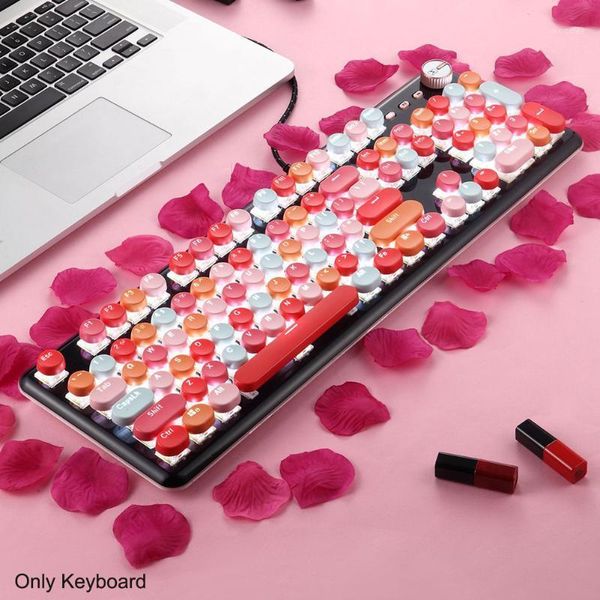 

104 keys usb wired home office for pc deskgaming metal silent universal accessory mechanical keyboard ergonomic retro punk1