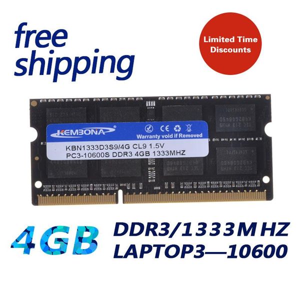 

kembona new sealed ddr3 1333mhz 4gb (for all motherboarnd) pc3 10600 4gb so-dimm ram lapnotebook memory lifetime warranty