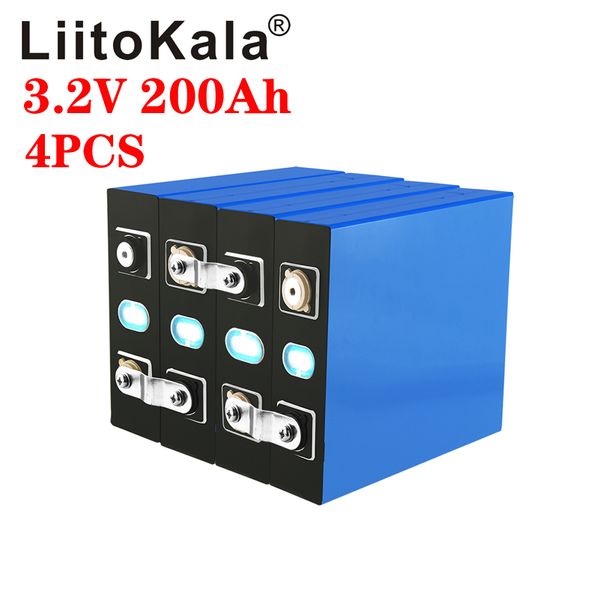 4 pçs / lote liitokala 3.2v 200ah lifepo4 bateria 12v 200ah bateria apropriado para energia solar longa vida 3500 ciclos euus imposto livre