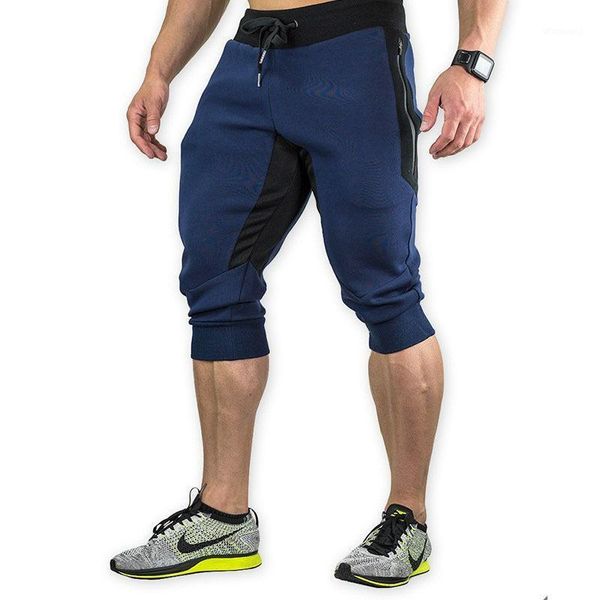 

fitness long shorts men running fashion summer mens shorts zipper pockets workout basketball jogger man clothing1, White;black