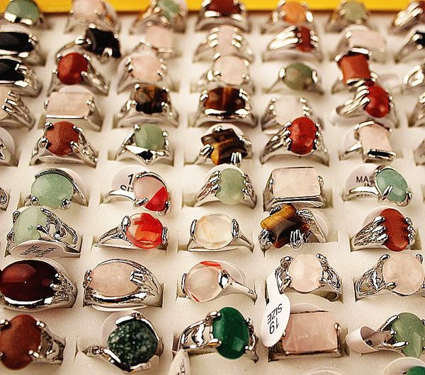 

100factory/box assorted mixed styles fashion women's metal wholesale stone jewelry rings brand new with a display box, Golden;silver