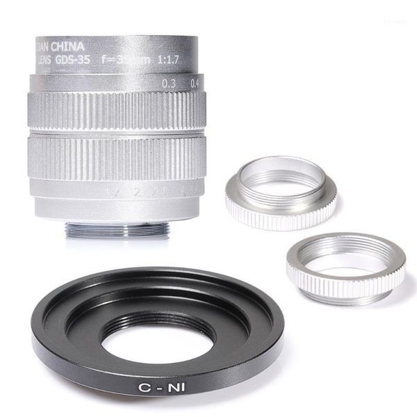 

silver fujian 35mm f1.7 large aperture cctv tv movie c mount lens for nikon n1 mount mirroless camera1