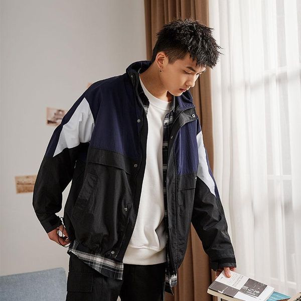 

black casual coat male autumn casual plus size jacket student fashion men streetwear printed clothes jean gg50jk1, Black;brown