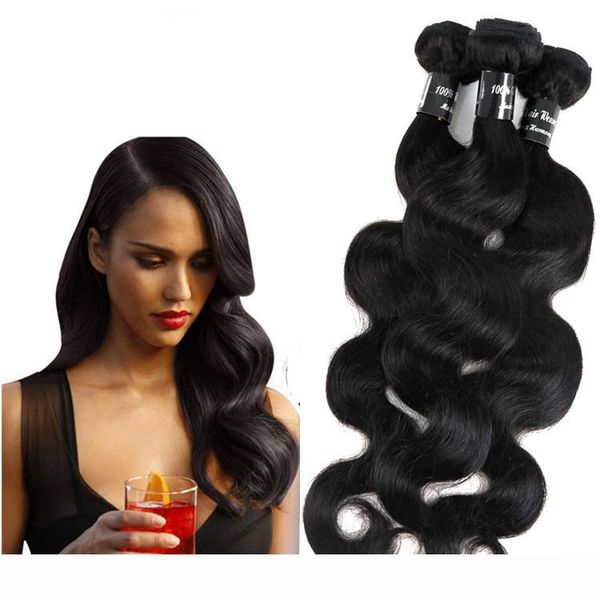 

brazilian human hair weaves bundles wefts unprocessed peruvian malaysian indian cambodian virgin hair body wave wavy mink hair extensions, Black