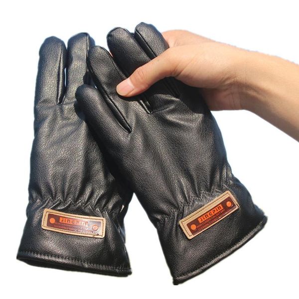 

outdoor men cycling gloves plus velvet motorcycle warm winter pu leather gloves outdoor men good visibility bbydge