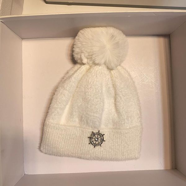 

thick warm winter hat for women soft stretch wool knit hats with pom poms women's skullies beanies, Blue;gray