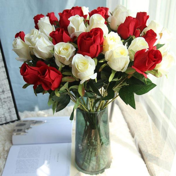 

wedding decoration pu artificial rose flowers silk fake eustoma fleurs plush hogar christmas plants home plantas arrange1