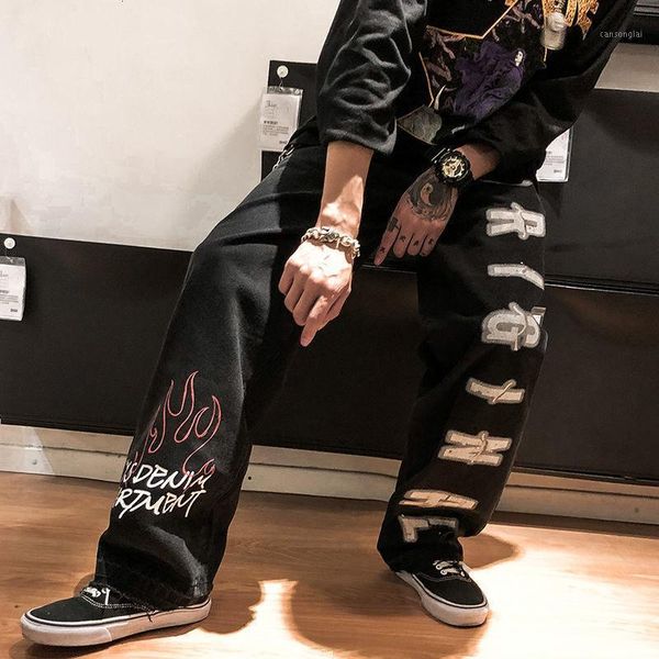 

man straight casual jeans mans 2020 autumn korean collage hip hop jeans woman couple loose denim pants clothing1, Blue