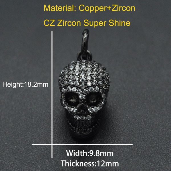 

18x10mm 100 rainbow cz zircon diy jewelry skull charm pendant wholesale jewellwery finding supplies necklace making charms wmtohq bdesybag, Bronze;silver