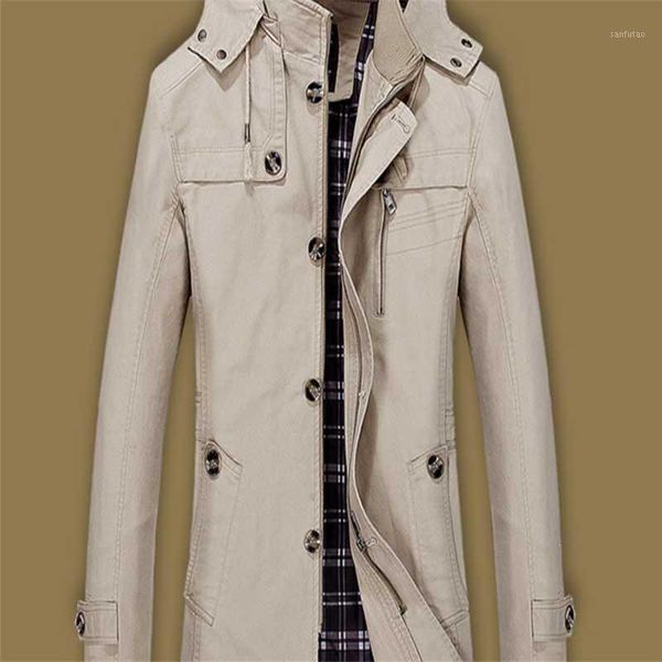 

spring and autumn new big size windshield korean version of the slim middle-length hooded jacket man1, Tan;black