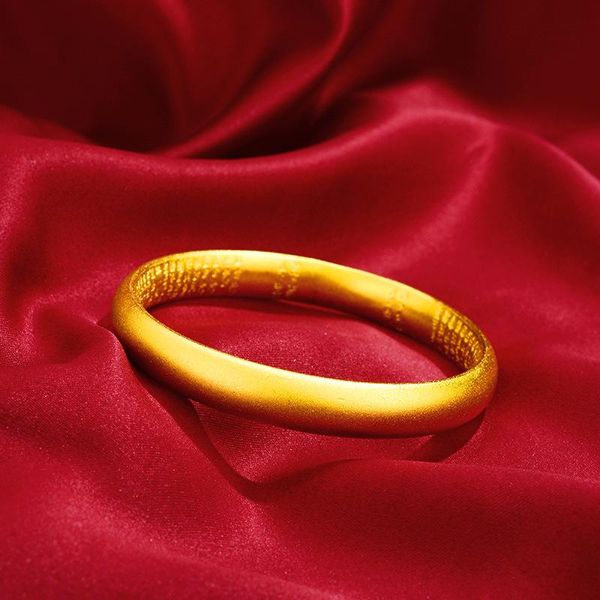 

classic ancient heart sutra frosted titanium gold bracelet, vietnamese sand gold exquisite bracelet, wedding jewelry gift, Black