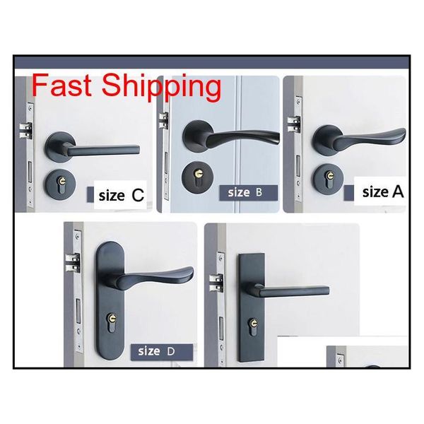 

black solid space aluminum door locks continental bedroom minimalist interior door handle lock s qylnpt dh_seller2010