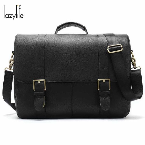 

lazylife men genuine leather business briefcase lapdocument case fashion messenger bag tote portfolio