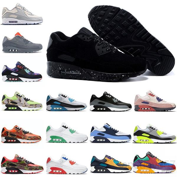 

wholesale fashion men sneakers shoes classic 90 men and women casual shoes sports trainer cushion surface breathable sports shoes er3z, Black
