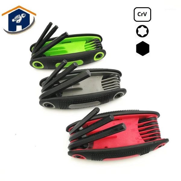 

hs tools hex key driver hexagon screwdriver folding handy spanner allen wrench tool set metric/sae star torx key wrench set1