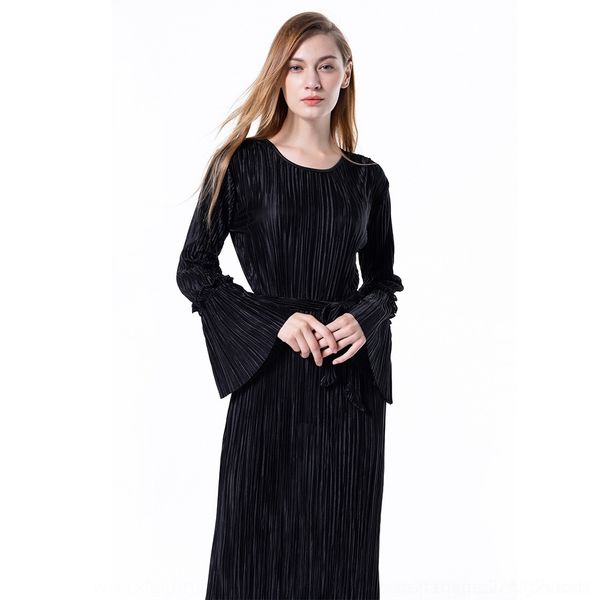 

sxxc4 мода потерять эластичный колокол рукав круглой шею длинной для женщин 1622 мода рукава эластичного колокола шея длинного круглое рыхло, Black;gray