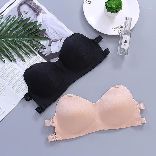 

fashion bra seamless wire strapless bras breathable solid lingerie wedding cozy invisible bras for women1, Red;black