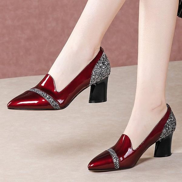 

concise genuine leather pumps women spring summer four seasson casual office shoes woman poined toe shallow pumps, Black