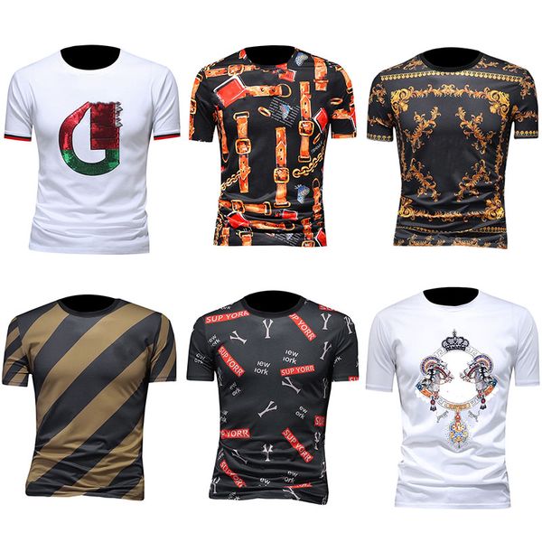 

retro men t shirt mens fashion t shirts mens clothing jacket round neck short sleeve printed t-shirt quality diamond business tencel m-4xl, White;black