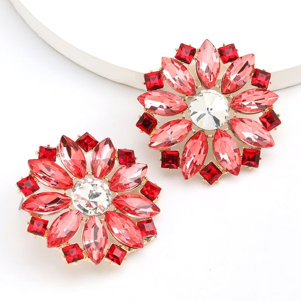 

5 pairs women's earrings rhinestone and diamond round flower earrings for party jewelry 2020 new design female, Golden;silver