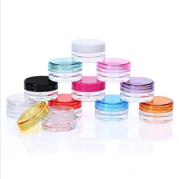 

3g plastic pot jars mini cosmetic containers empty clear refillable makeup bottle with screw cap lid for eye shadow jewelry