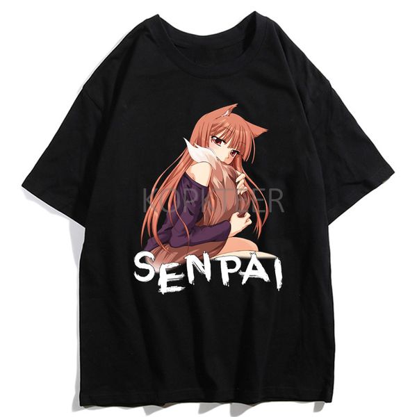 

spice and wolf holo senpai wolf summer round neck tee ulzzang streetwear harajuku tees sport hooded sweatshirt hoodie men t shirt