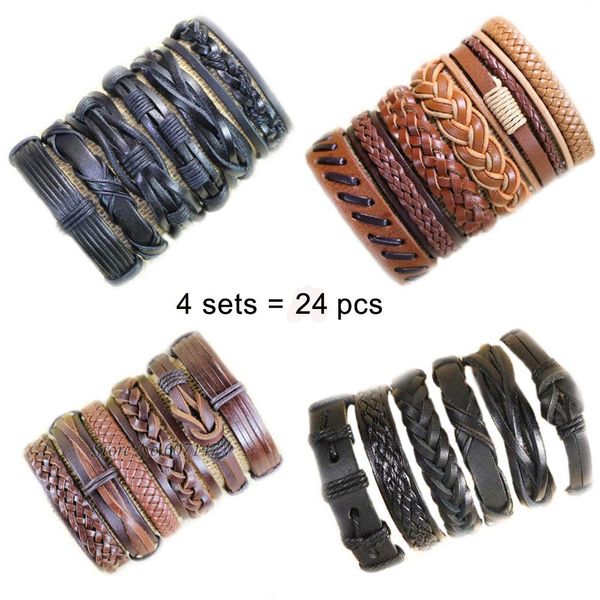 

zotatbele оптовая handmade винтажные вскользь кожаные браслеты 4 множества 24 многослойные braid wrap браслеты для мужчин женщины dp2 yxlusx, Golden;silver