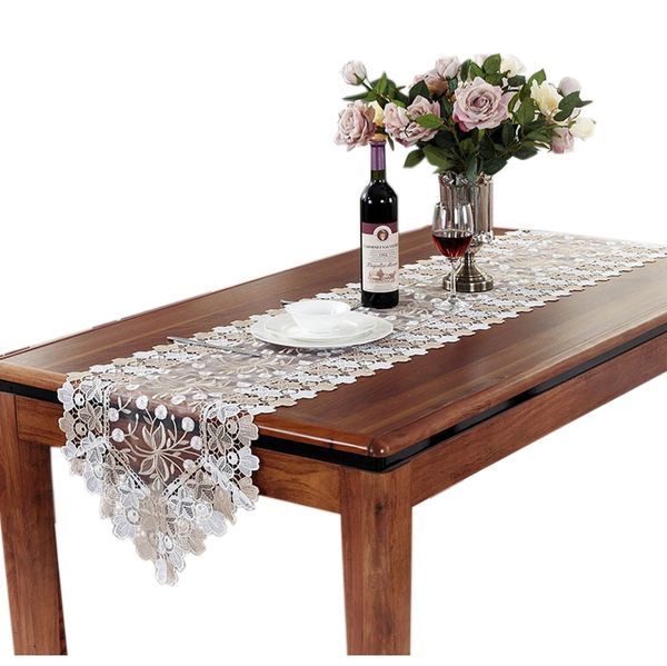 

1pcs lace floral table runner rectangle embroidery table cover flag boho wedding reception party l home tv cabinet supply f wmtkml