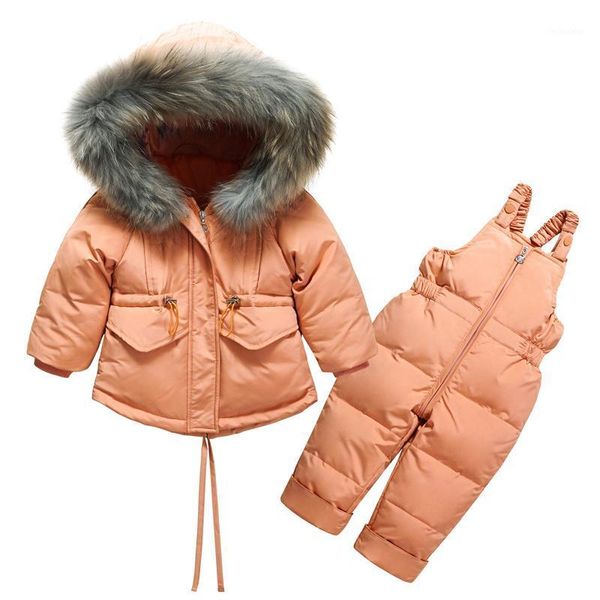 

winter children's clothing set suit down jacket + bib pantstwo-piece boy girl -30 winter outerwear snowsuit ski suit thickened1, Blue;gray