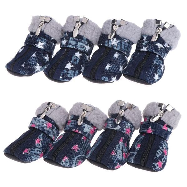 

let's pet pet shoes dogs puppy boots denim warm snow winter lovely anti slip zippe wmtlea