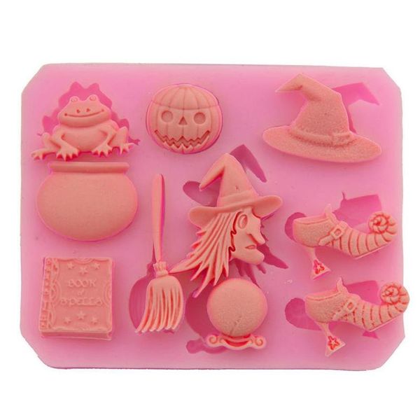 

halloween silicone cake biscuit mould witch pumpkin chocolate candy mould high temperature diy decoration baking kitchen tools cy rtg44