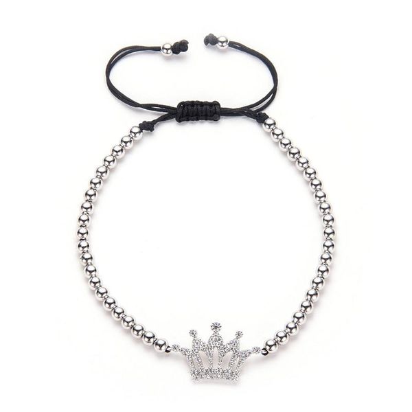 

charm bracelets cubic zirconia crown bracelet for women 4mm silver cooper beads & bangles mbr180145, Golden;silver