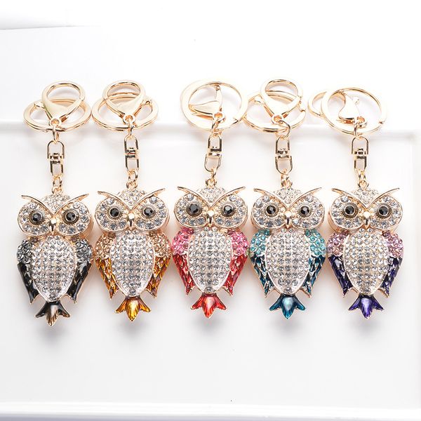 

fashion cute animal series owl alloy rhinestone car key decoration pendant keychain men and women