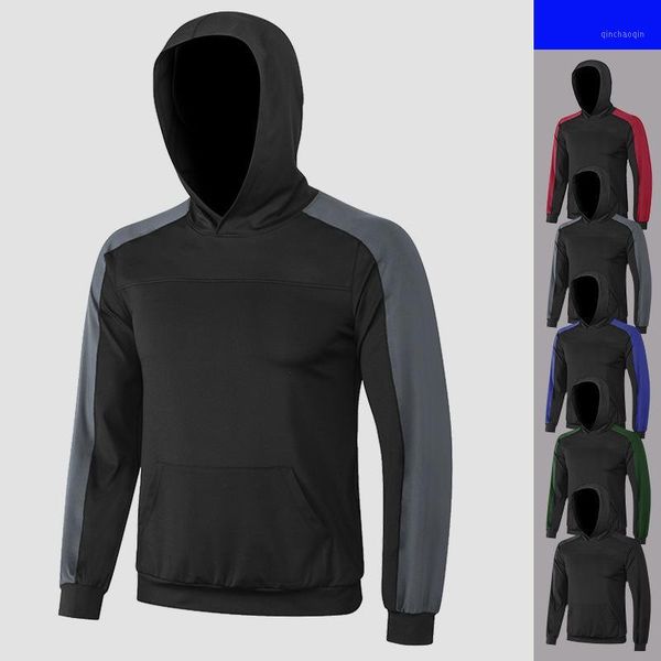 

outdoor t-shirts men's hooded t-shirt sports running fitness sportswear quick-drying training compression tight-fitting long-sleeved1, Gray;blue