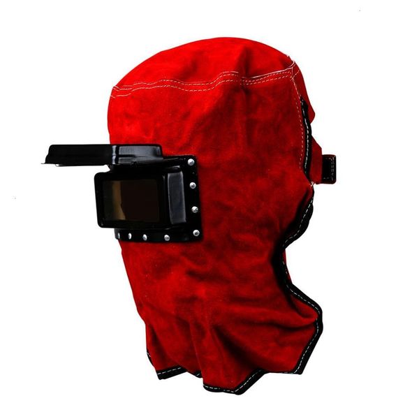 

face welding leather protect electric mask red