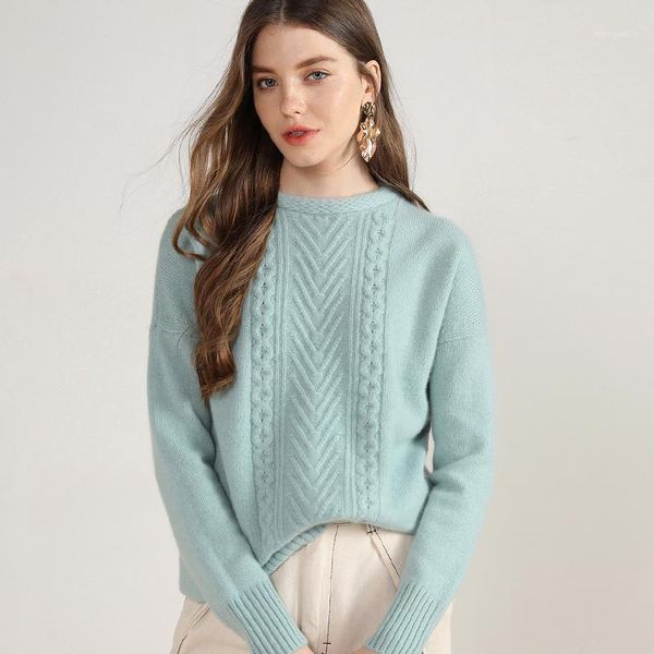 

2020 autumn winter new styles 100% cashmere sweater woman crew neck long sleeve thick pullovers fashion large size warm knitwear1, White;black