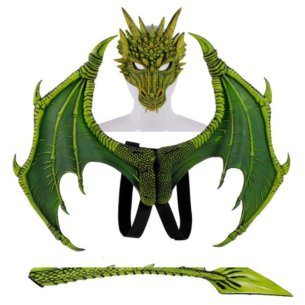 

3pcs/set halloween dragon cosplay props mask wing and tail costume decor props children kid halloween gift