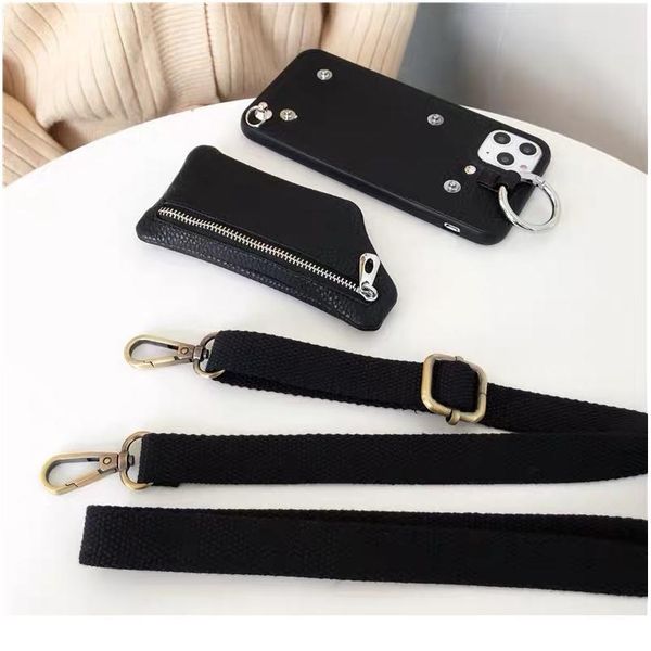 

pu leather strap cord coin purse phone cases for iphone xr x xs 12pro 11 pro max 7 8 plus se c qylnfr