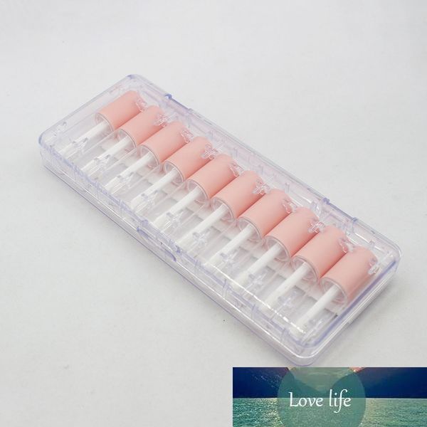 10 Stück leere 4-ml-Lipgloss-Kunststofftuben. Exquisiter transparenter Mini-Lipgloss-Verpackungsbehälter mit rosa mattem Deckel